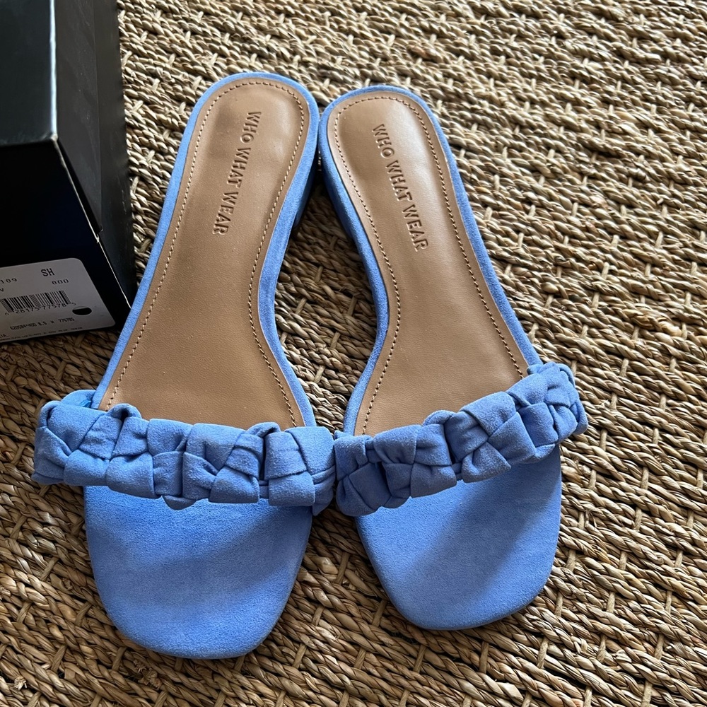 Who What Wear Celia Sandal, Blue Suede, Size 8.5
